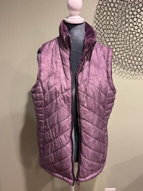 Free Country Reversible Faux Fur Puffer Vest | Women’s Large | Rich Plum
